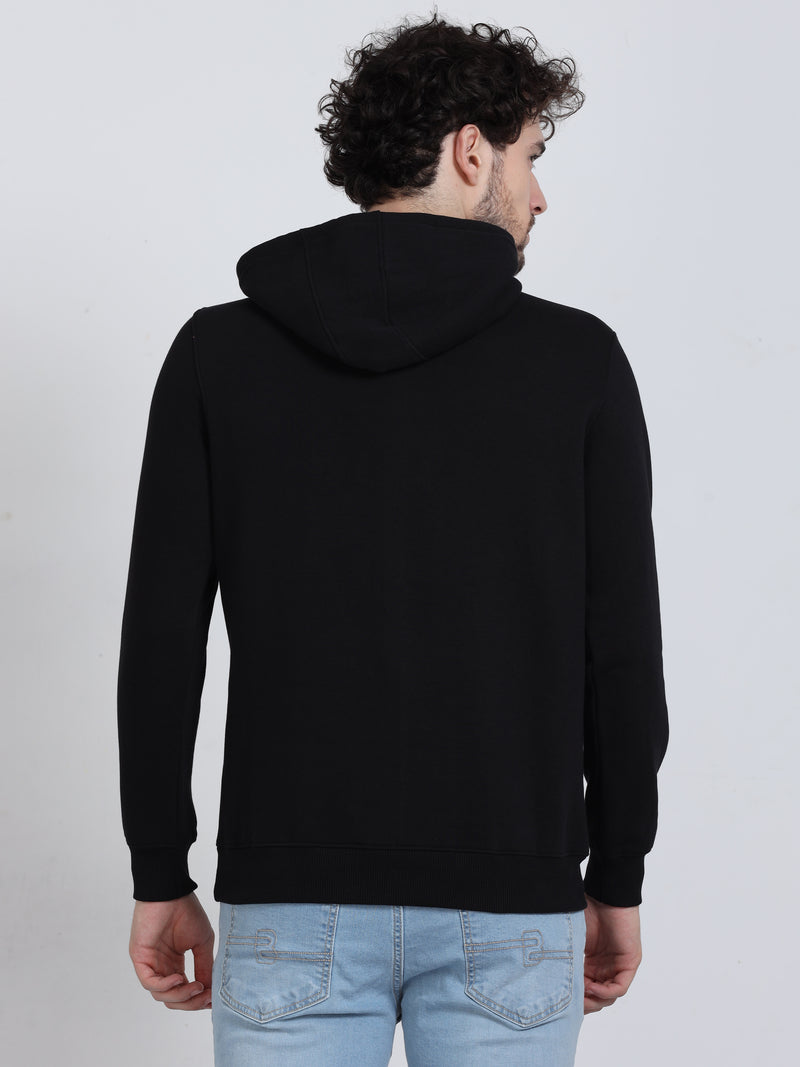 Shop Men's Smoky Black Cotton Hoodie Sweatshirt Online.