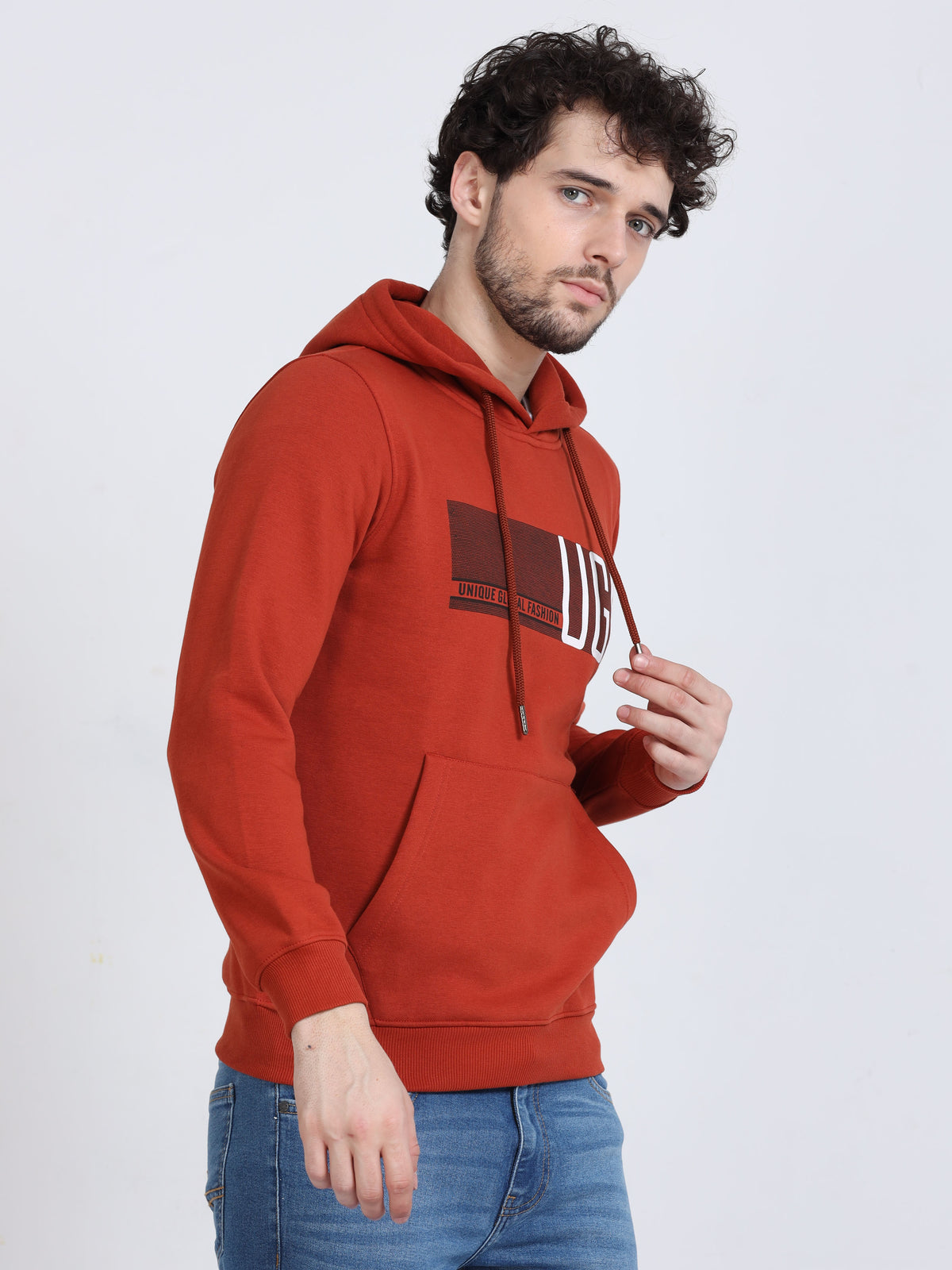 Shop Men's Cotton Brownish Red Hoodie Sweatshirt Online.