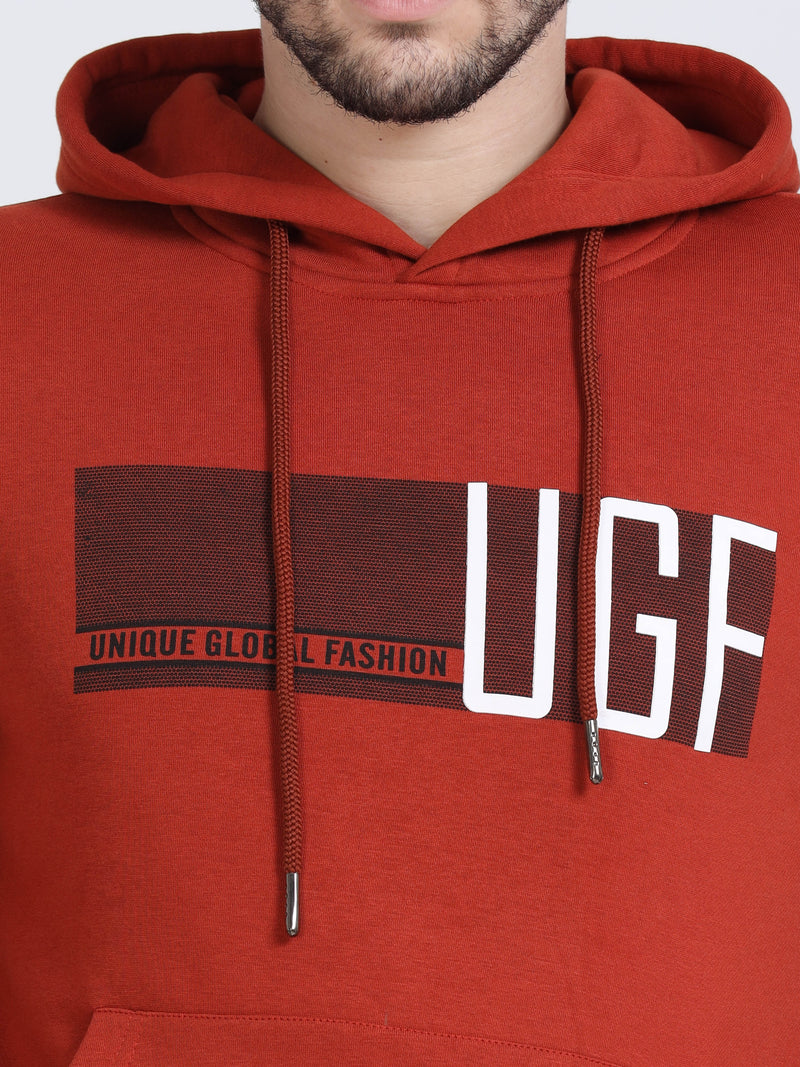 Shop Men's Cotton Brownish Red Hoodie Sweatshirt Online.