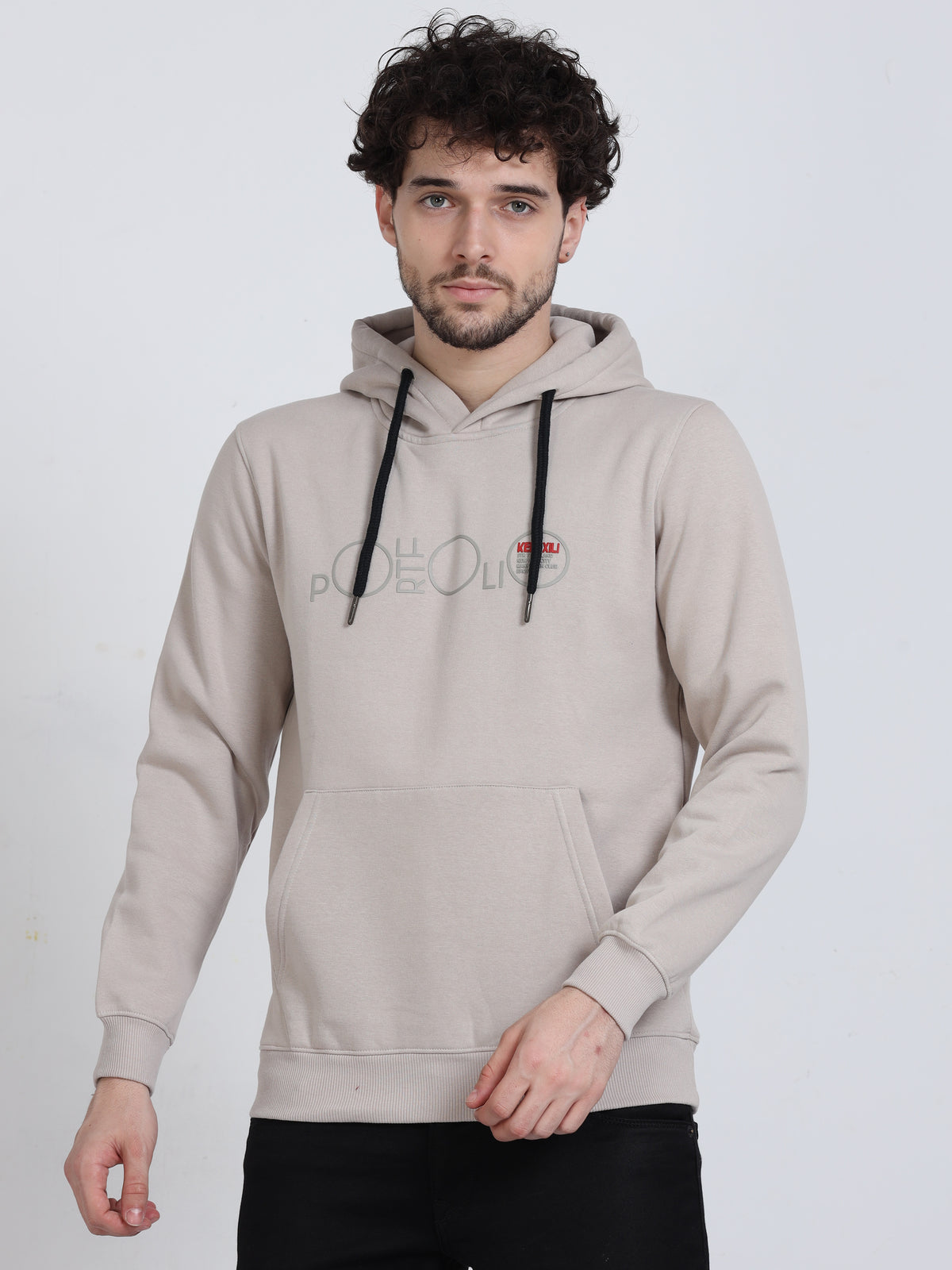 Shop Men's Cream Printed Hoodie Sweatshirt Online.