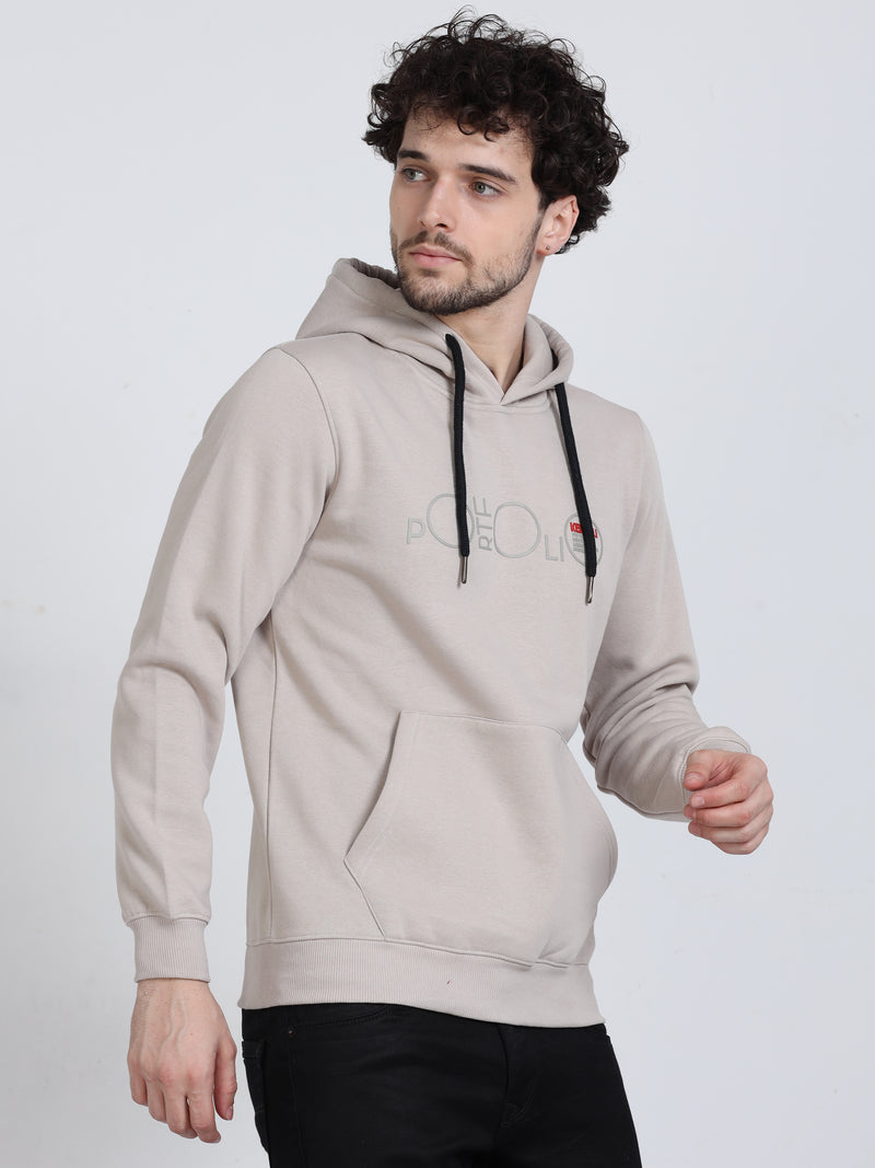 Shop Men's Cream Printed Hoodie Sweatshirt Online.