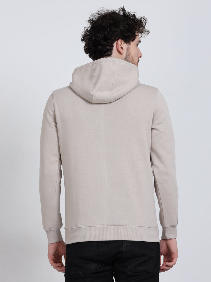 Shop Men's Cream Printed Hoodie Sweatshirt Online.