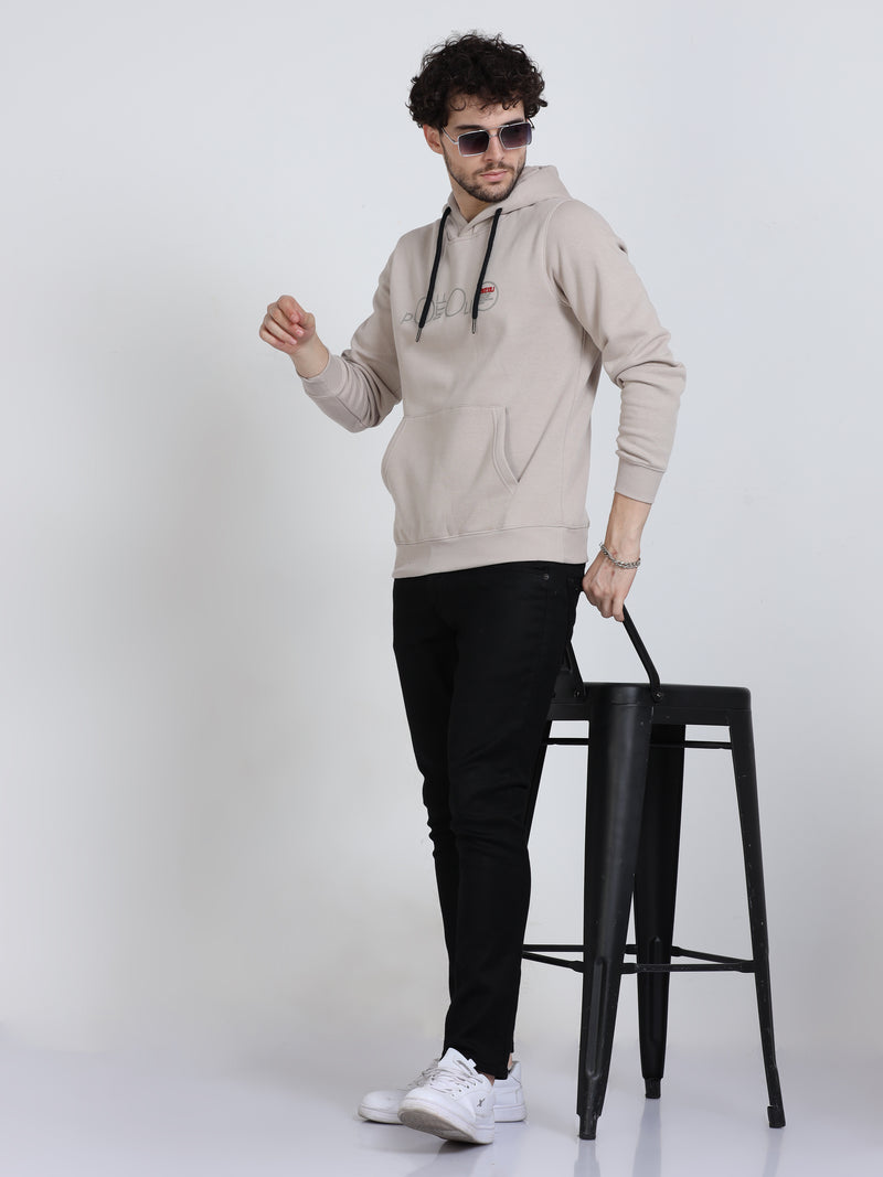 Shop Men's Cream Printed Hoodie Sweatshirt Online.