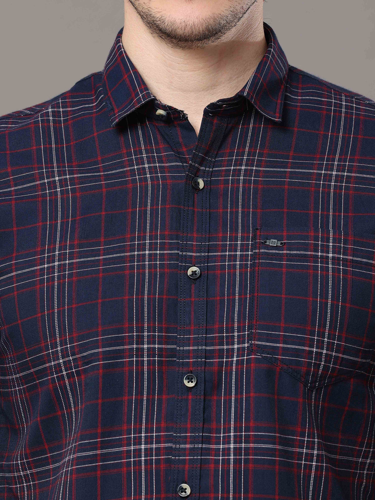 Shop Men's Red Slim Fit Cotton Casual Checks Shirt Online.