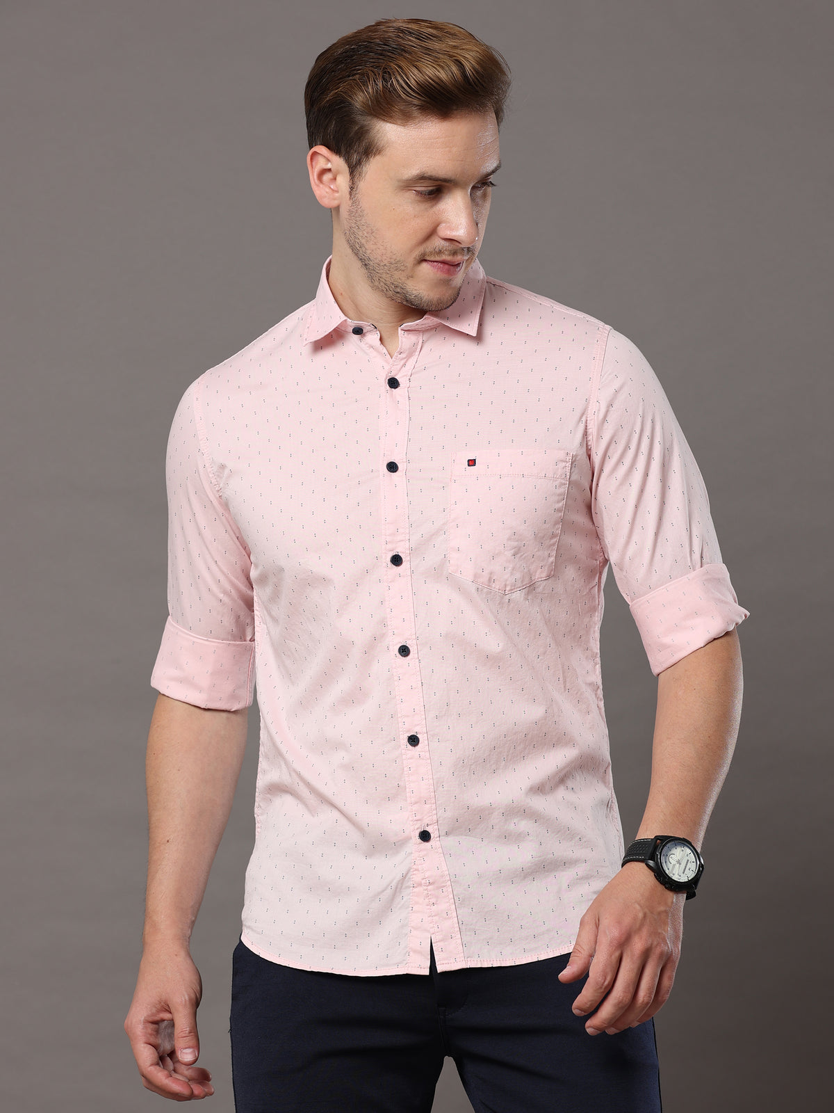 Shop Light Pink Printed Shirt Online.