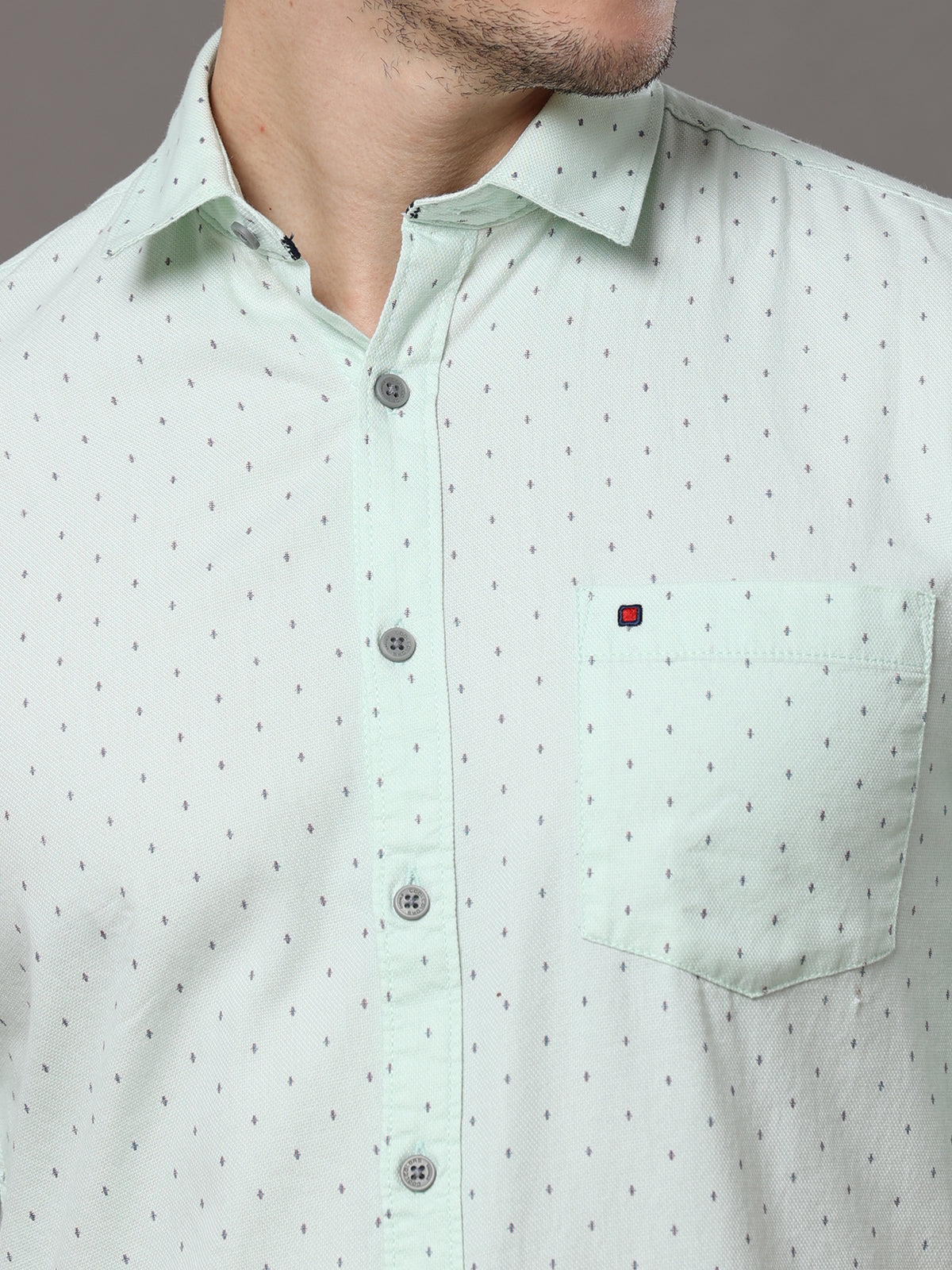 Shop Men's Light Green Slim Fit Cotton Casual Printed Shirt Online.