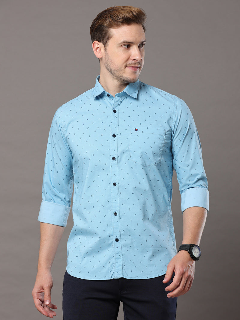 Shop Light Blue Print Shirt Online.