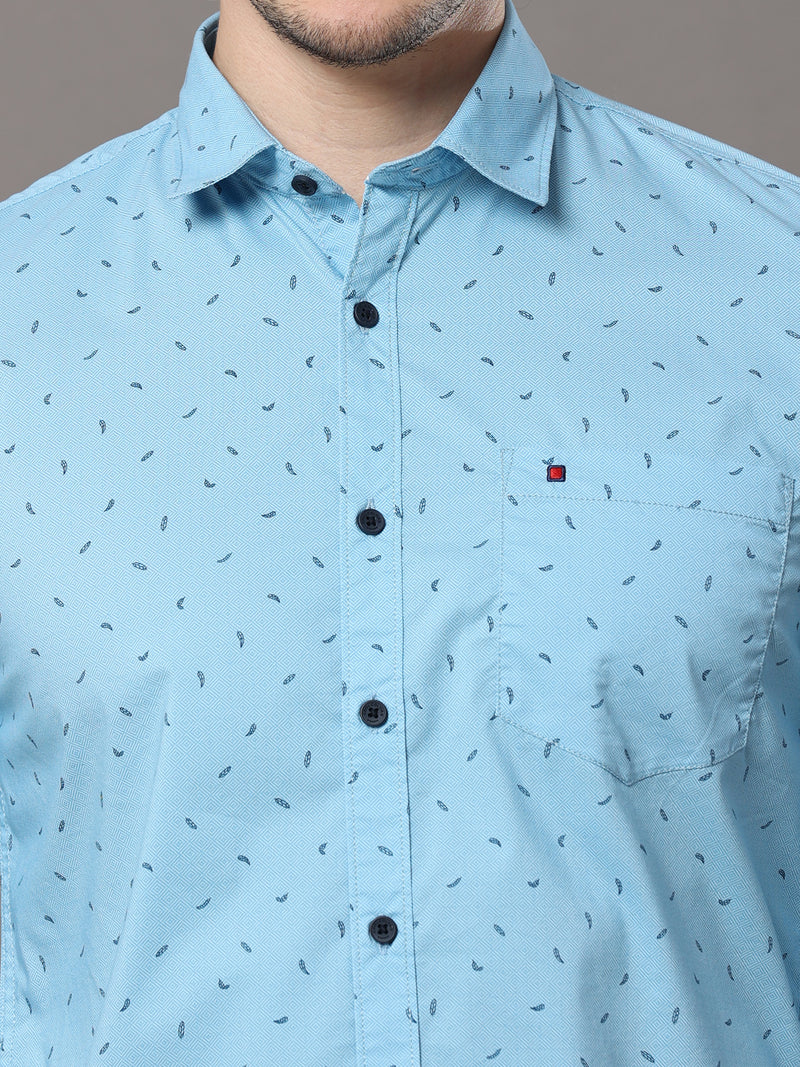 Shop Light Blue Print Shirt Online.