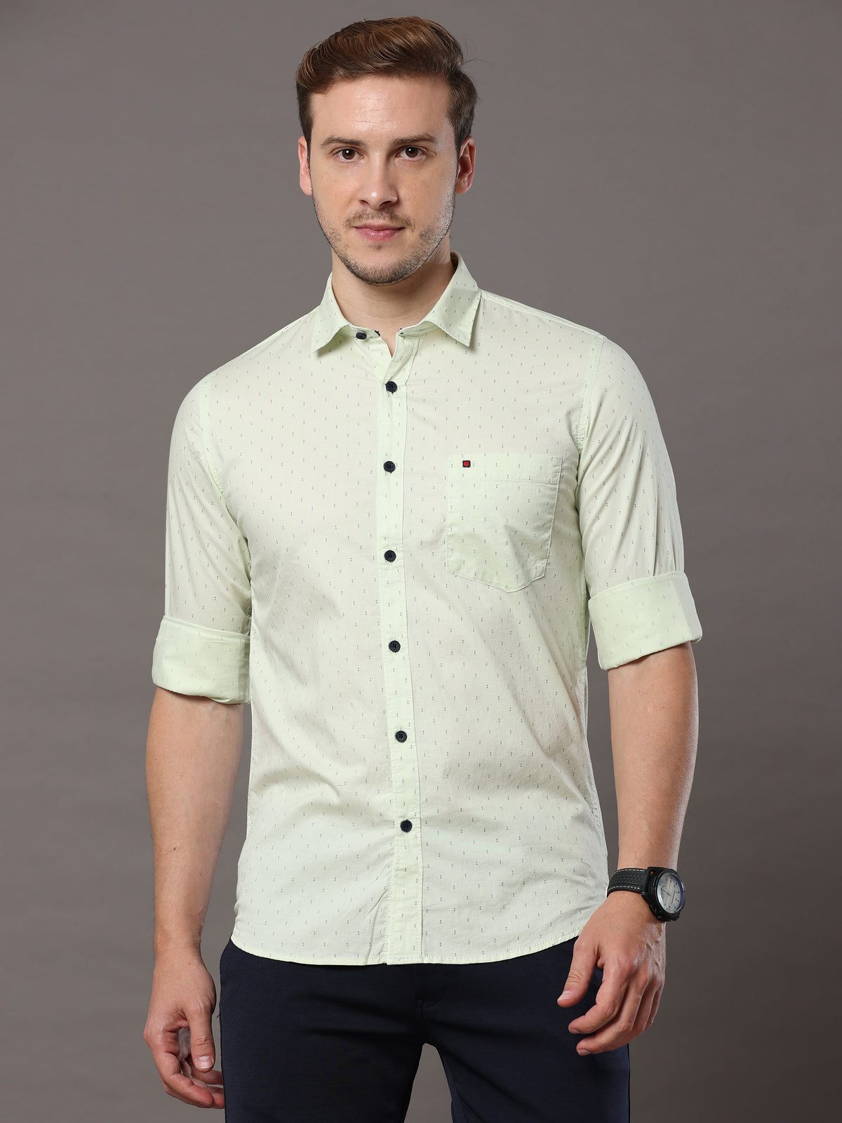 Tea Green Print Shirt