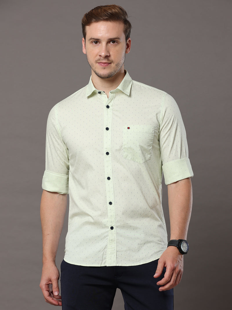 Shop Tea Green Print Shirt Online.