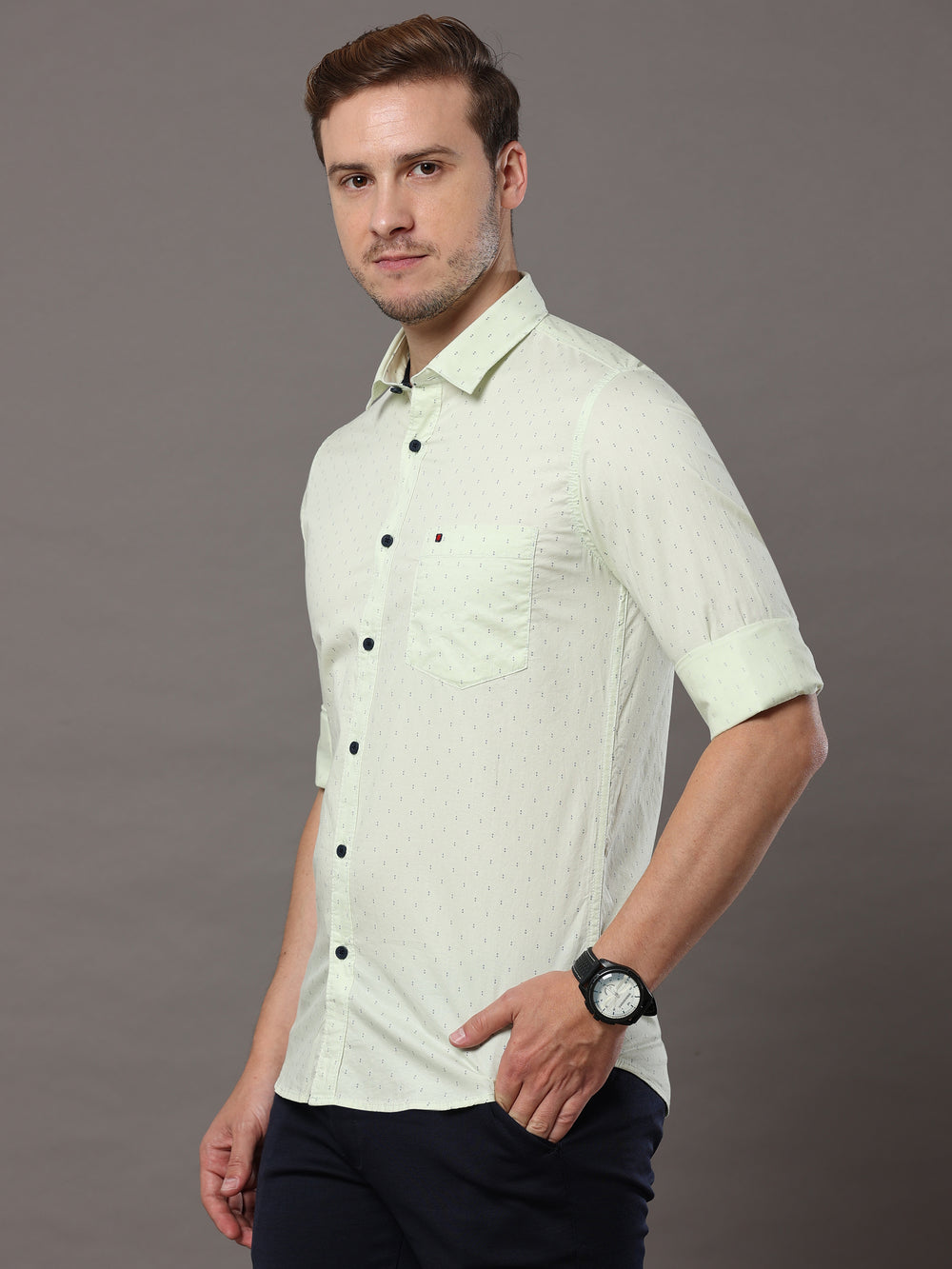 Tea Green Print Shirt