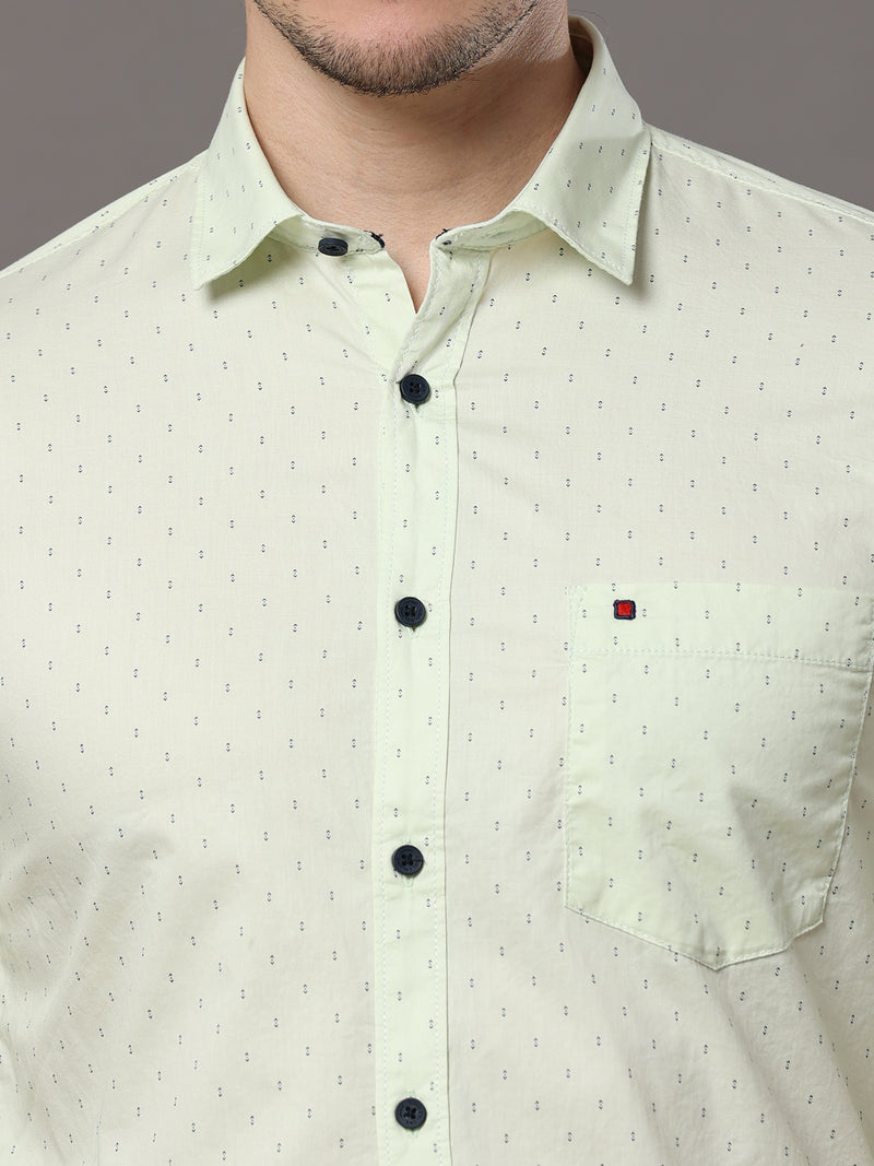 Shop Tea Green Print Shirt Online.