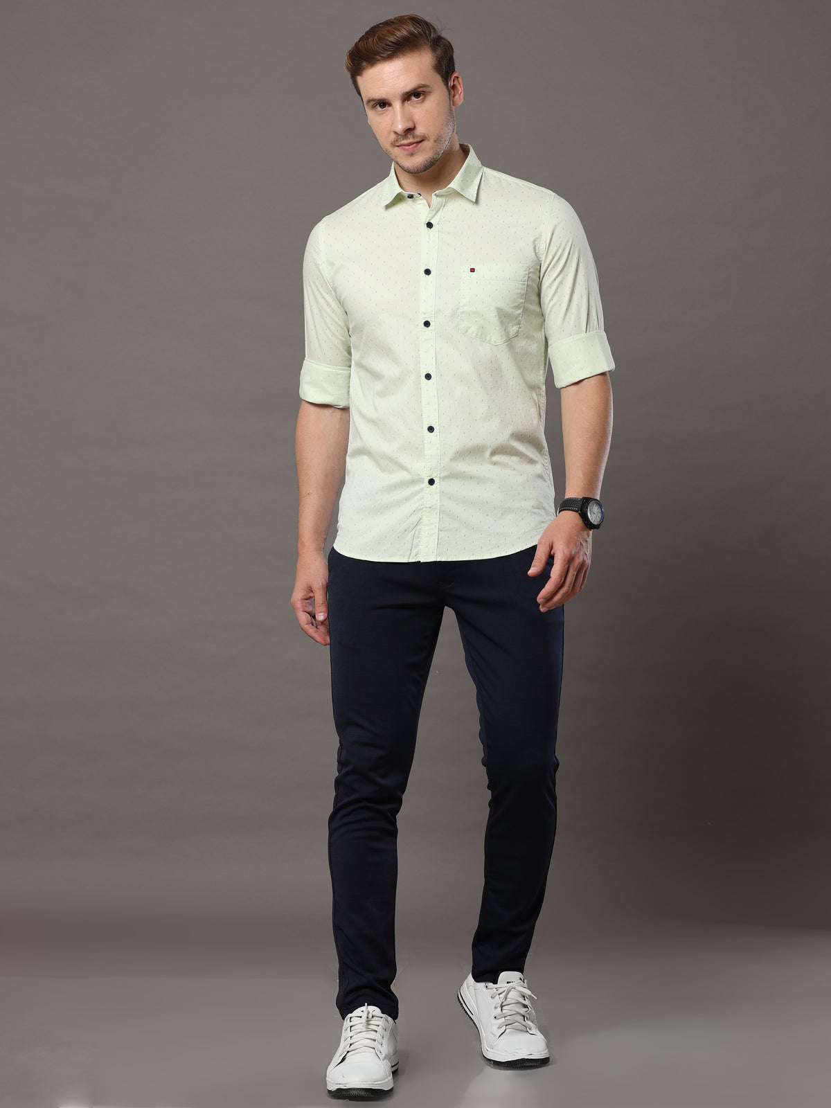 Tea Green Print Shirt