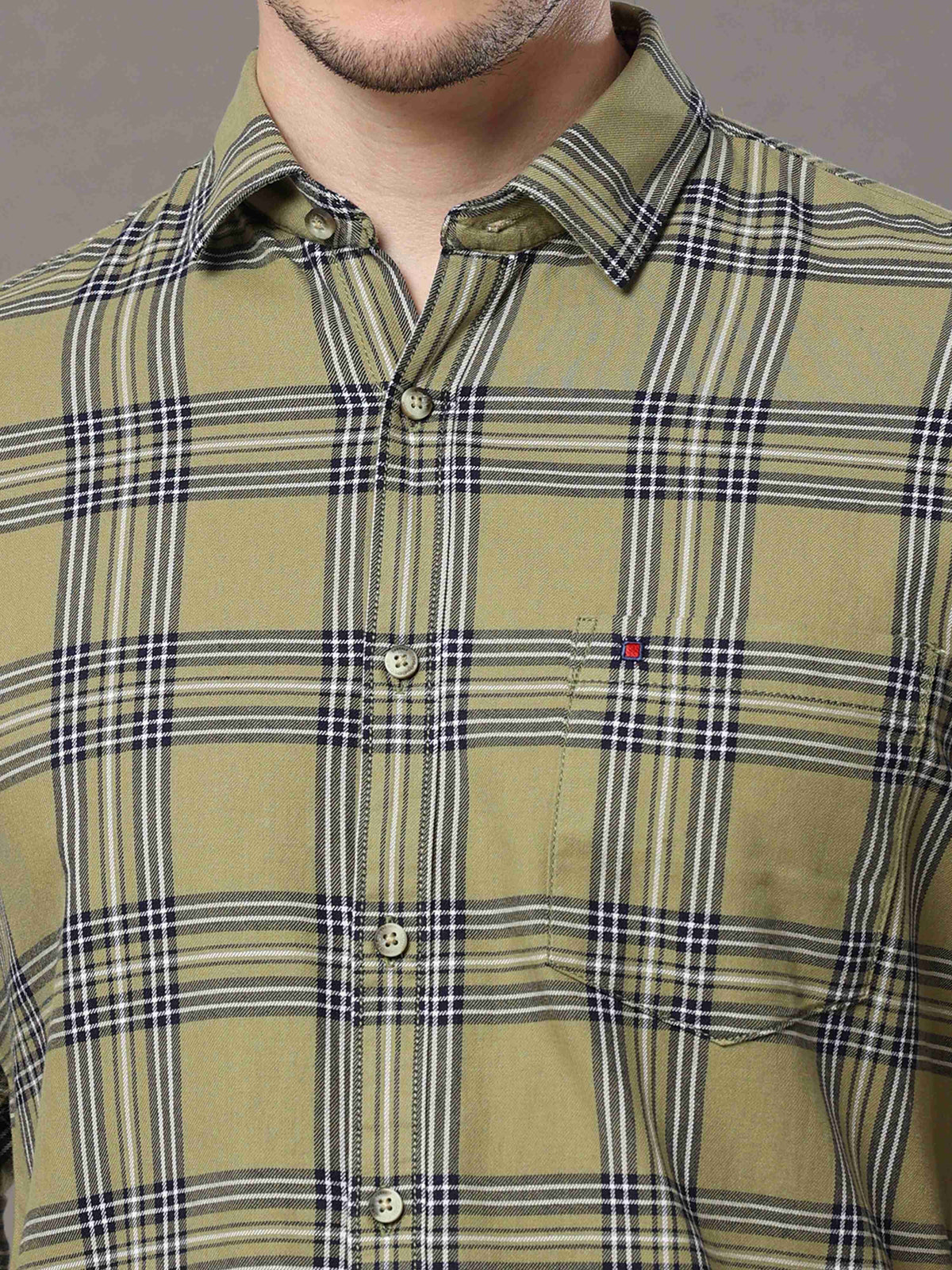 Shop Men's Green Slim Fit Cotton Casual Checks Shirt Online.