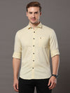 Men's Cream Slim Fit Printed Full Sleeves Casual Shirts