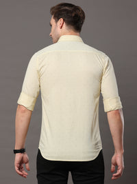 Men's Cream Slim Fit Printed Full Sleeves Casual Shirts