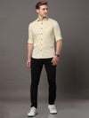 Men's Cream Slim Fit Printed Full Sleeves Casual Shirts
