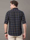Men's Navy Slim Fit Checks Full Sleeves Casual Shirts