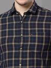 Men's Navy Slim Fit Checks Full Sleeves Casual Shirts