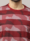 Men's Maroon Regular Fit Printed Half Sleeves Crew Neck T-Shirt