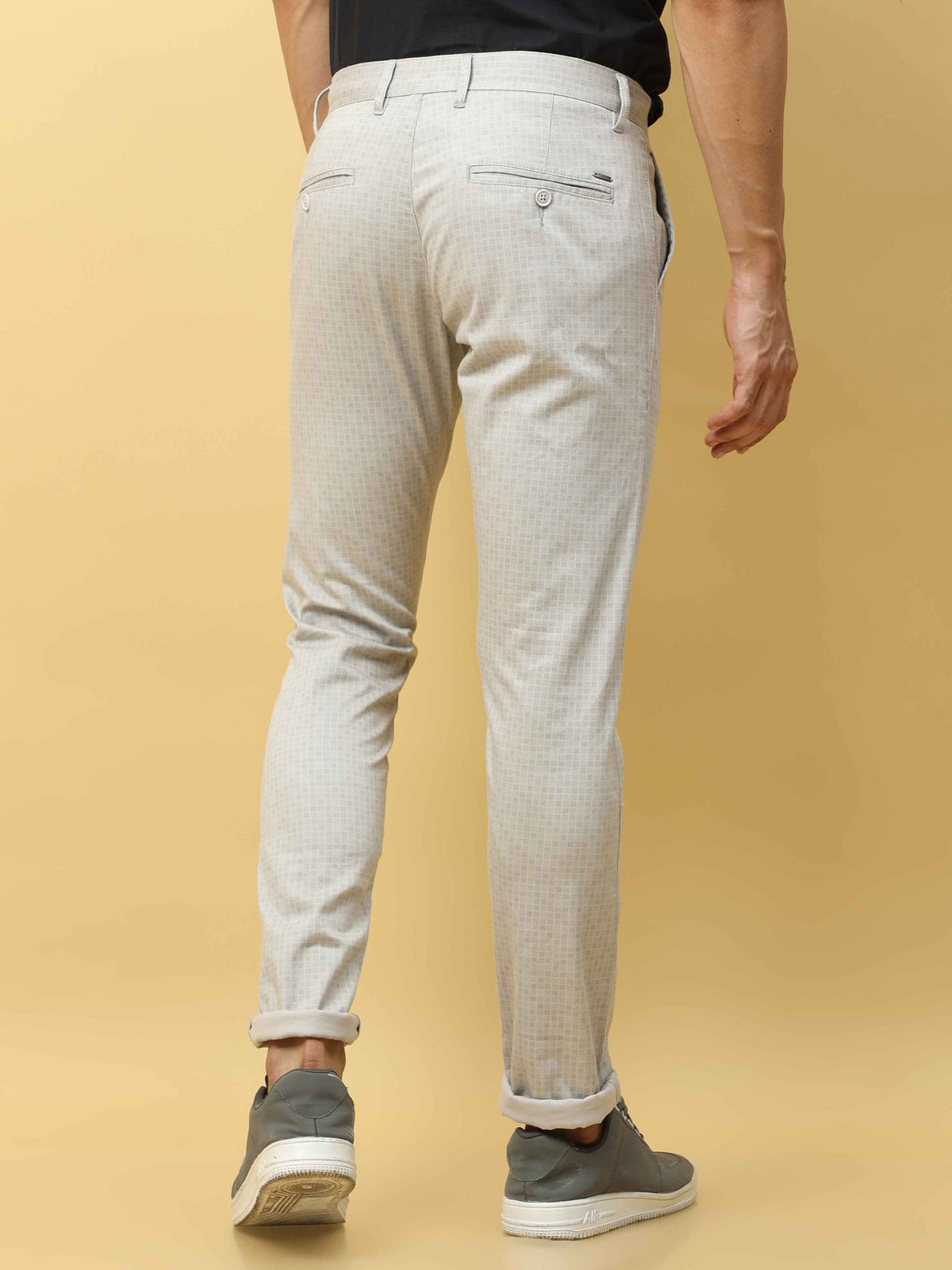 Shop Men's Grey Cotton Narrow Fit Causal Trouser Online.