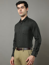Men's Dark Green Slim Fit Printed Full Sleeves Casual Shirts