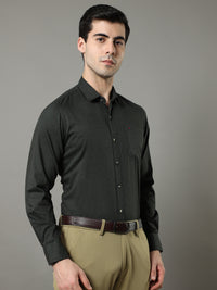 Men's Dark Green Slim Fit Printed Full Sleeves Casual Shirts