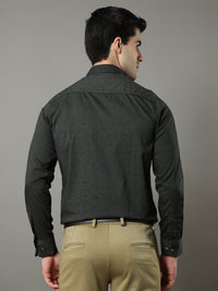 Men's Dark Green Slim Fit Printed Full Sleeves Casual Shirts