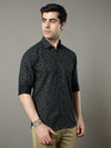 Men's Navy Slim Fit Printed Full Sleeves Casual Shirts