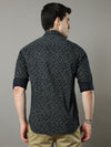 Men's Navy Slim Fit Printed Full Sleeves Casual Shirts