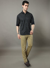 Men's Navy Slim Fit Printed Full Sleeves Casual Shirts