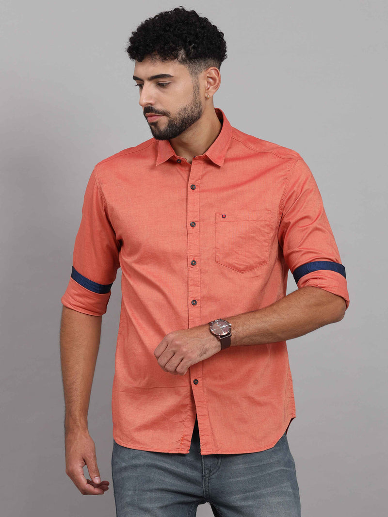 Shop Men's Pink Slim Fit Solid Full Sleeves Casual Shirts Online.