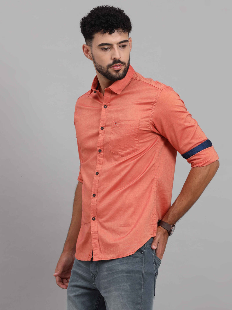 Shop Men's Pink Slim Fit Solid Full Sleeves Casual Shirts Online.