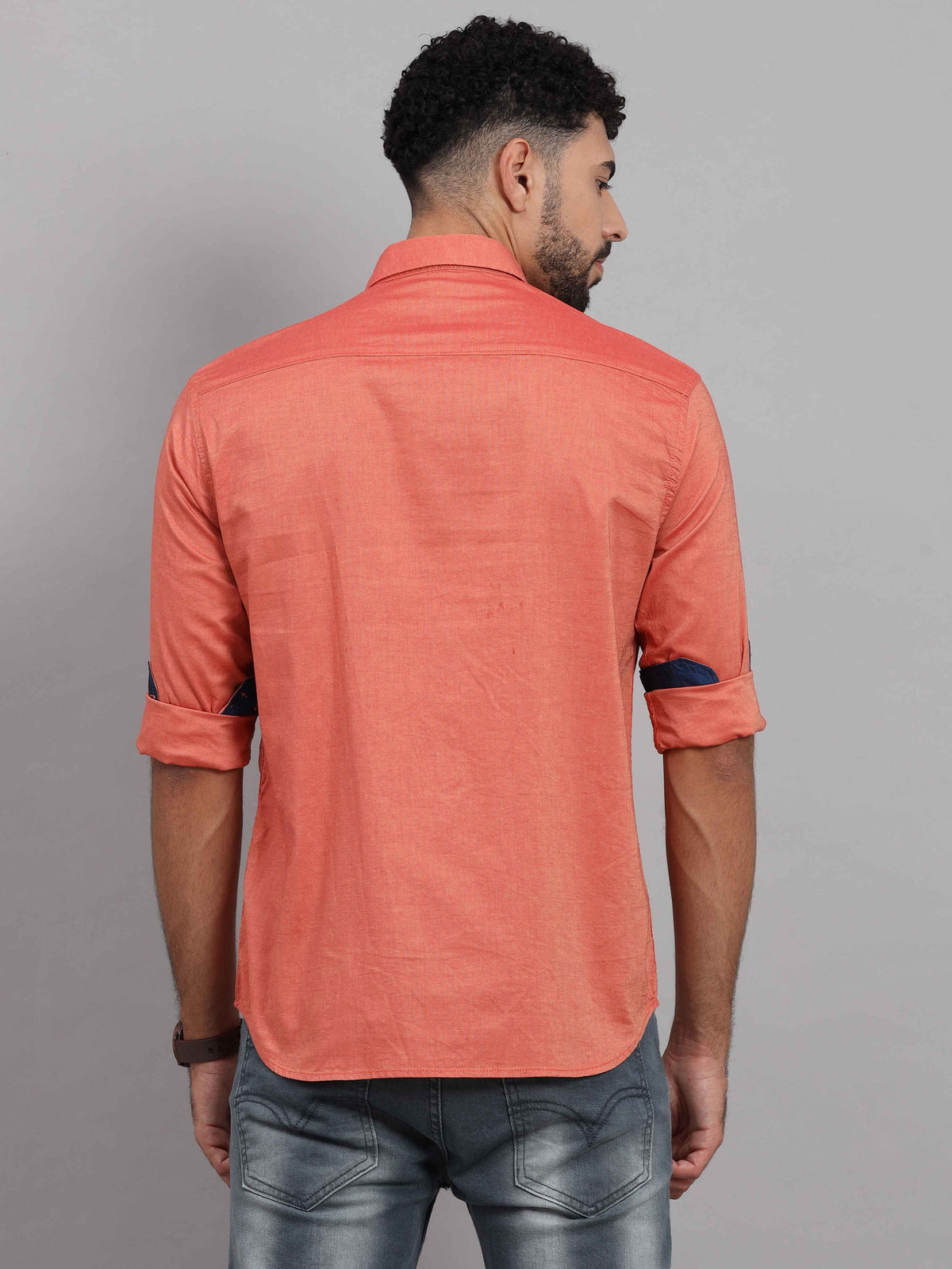 Shop Men's Pink Slim Fit Solid Full Sleeves Casual Shirts Online.