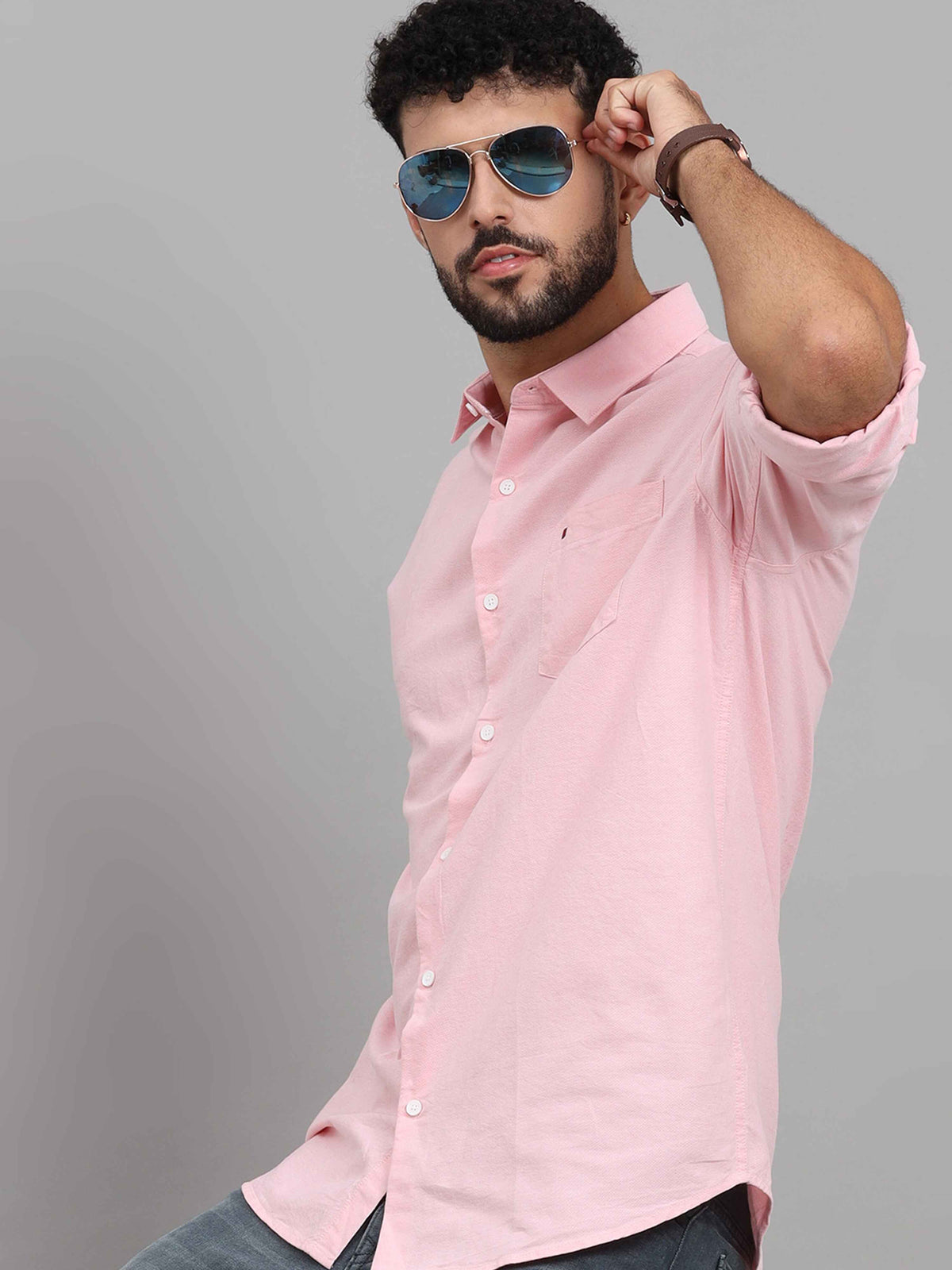 Shop Men's Flamingo Slim Fit Solid Full Sleeves Casual Shirts Online.