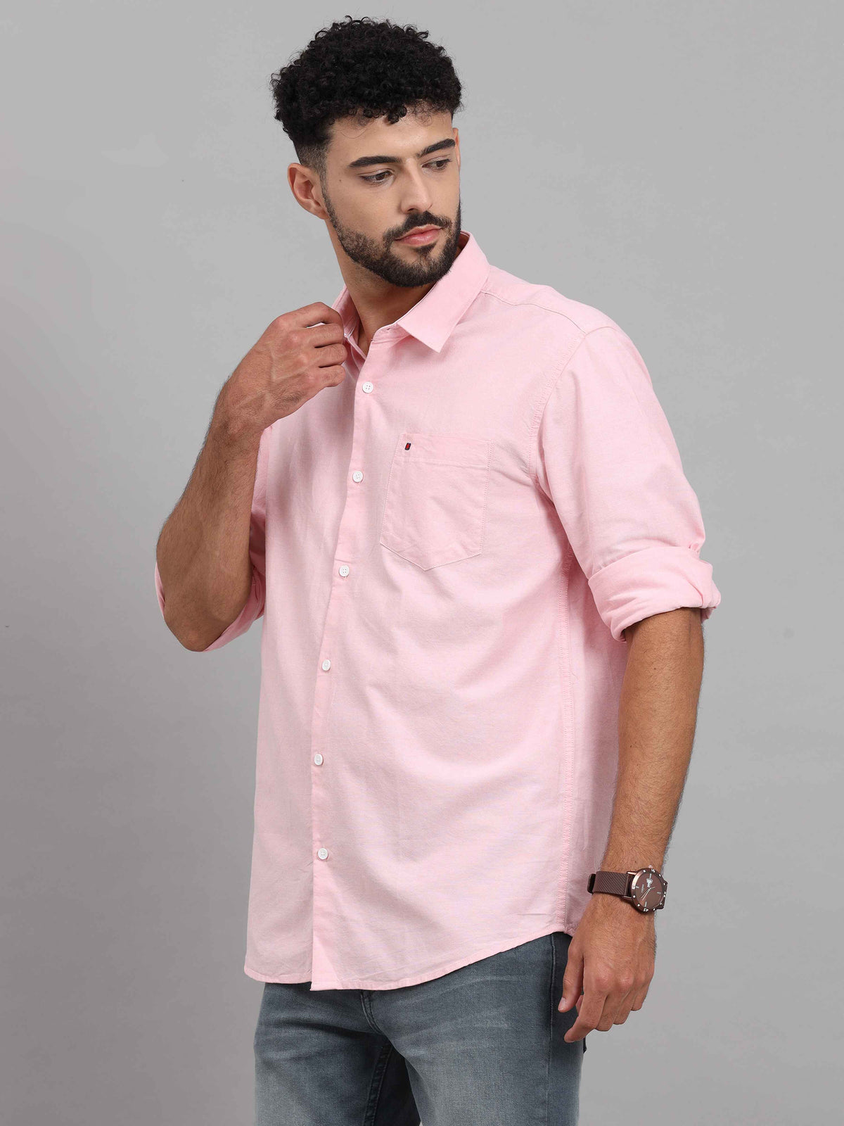 Shop Men's Flamingo Slim Fit Solid Full Sleeves Casual Shirts Online.