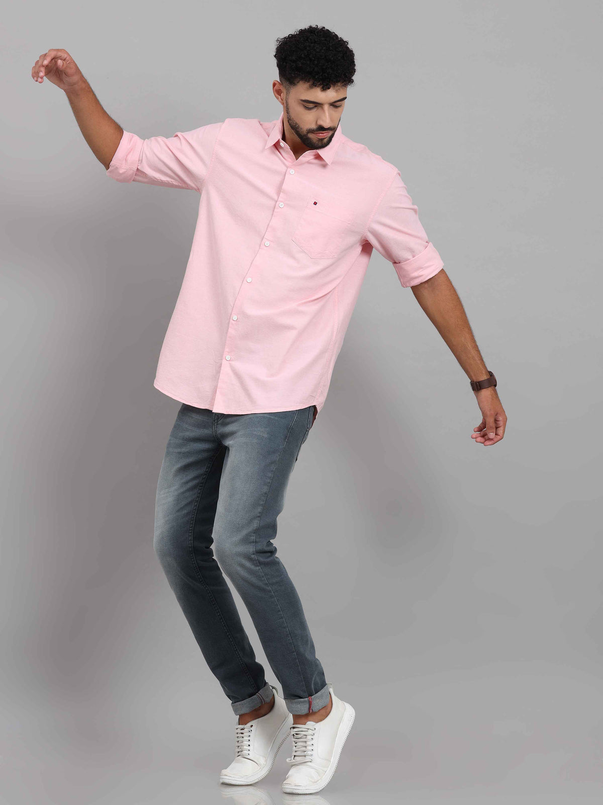 Shop Men's Flamingo Slim Fit Solid Full Sleeves Casual Shirts Online.