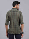 Men's Green Slim Fit Checks Full Sleeves Casual Shirts