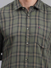 Men's Green Slim Fit Checks Full Sleeves Casual Shirts