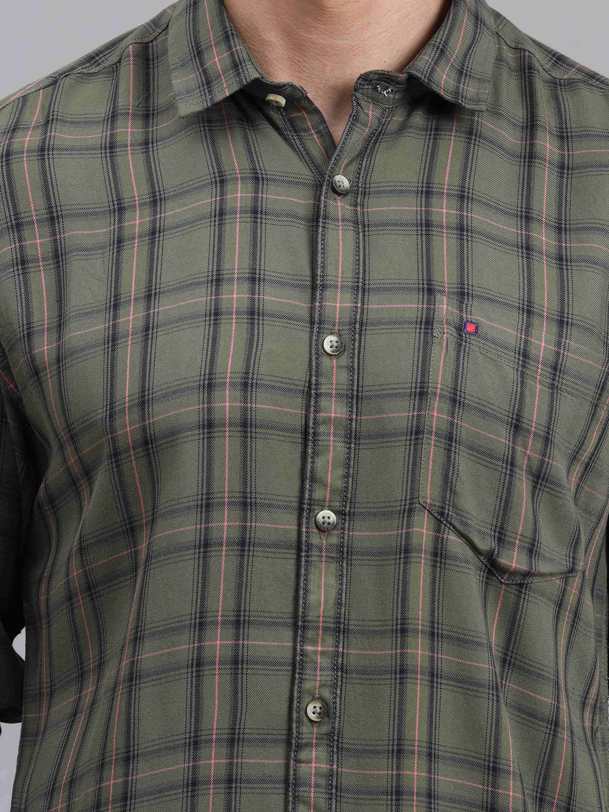 Shop Men's Green Slim Fit Checks Full Sleeves Casual Shirts Online.