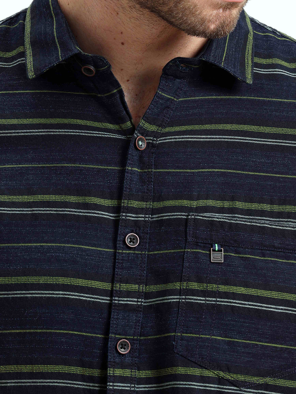 Shop Men's Green Slim Fit Stripes Full Sleeves Casual Shirts Online.