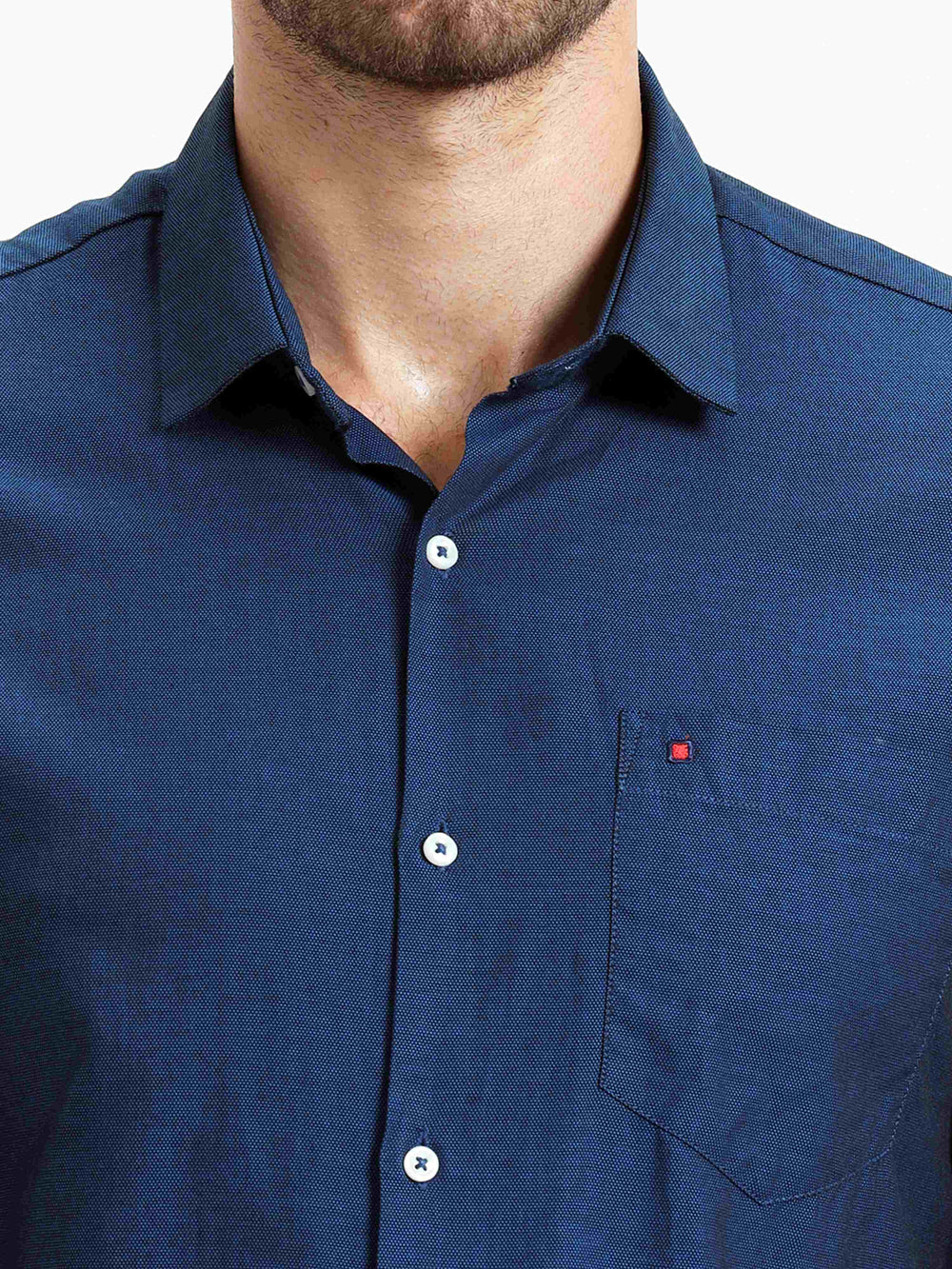 Men's Blue Slim Fit Solid Full Sleeves Casual Shirts