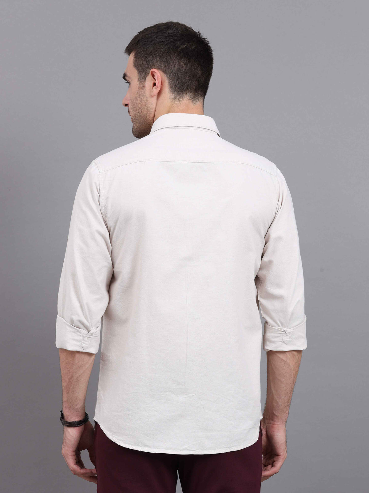 Men's Light Pink Slim Fit Solid Full Sleeves Casual Shirts
