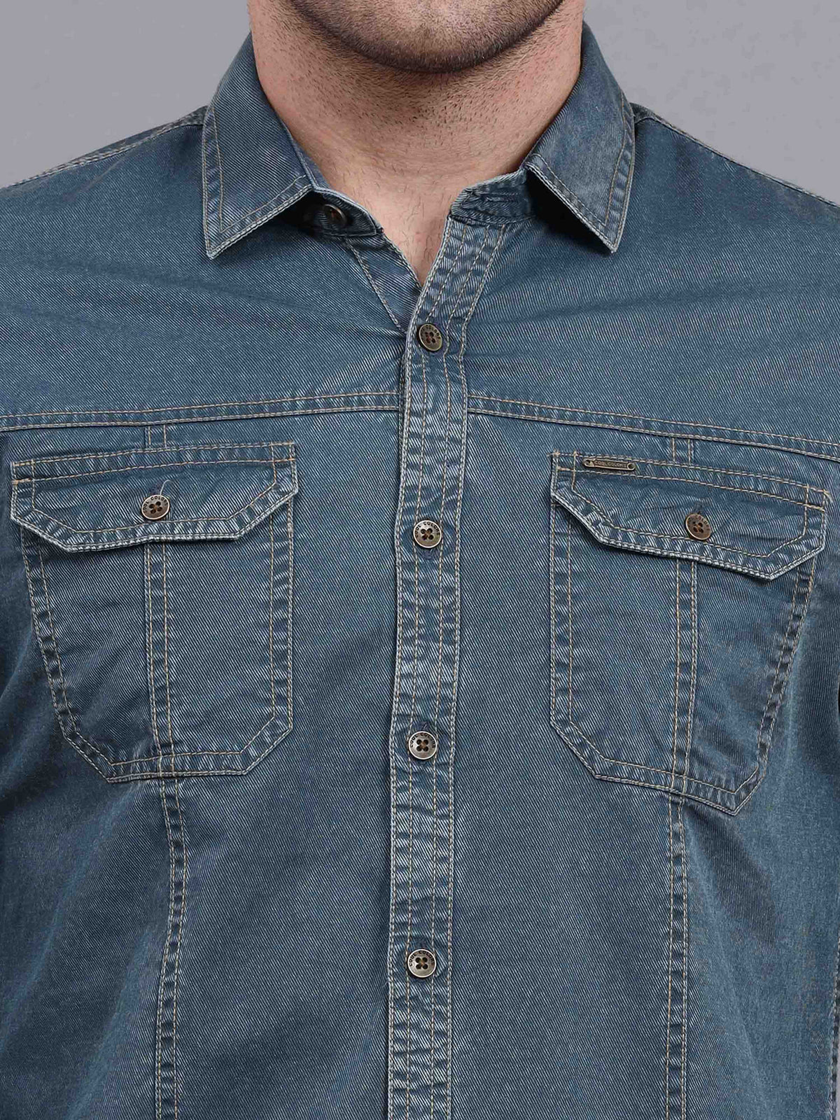 Shop Men's Green Slim Fit Full Sleeves Denim Casual Shirts Online.