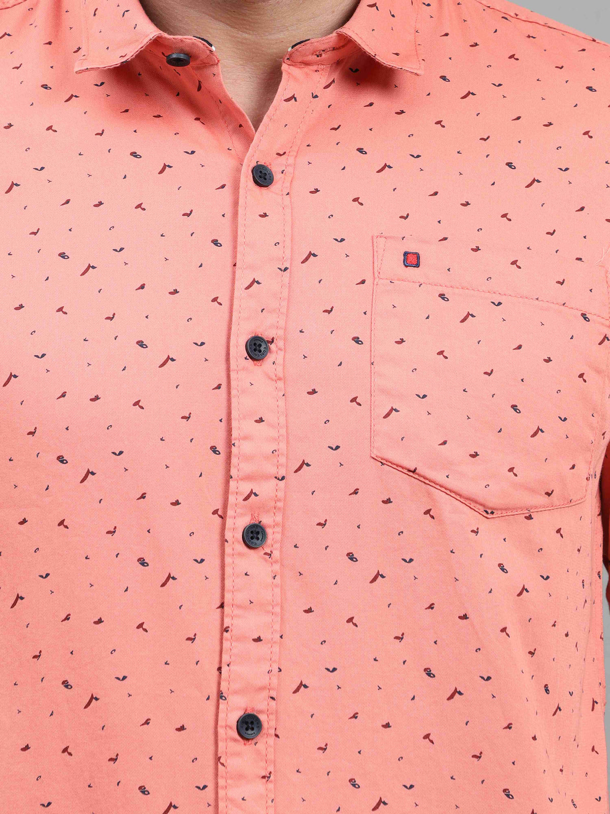 Men's Pink Slim Fit Printed Full Sleeves Casual Shirts