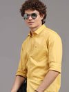 Men's Yellow Slim Fit Solid Full Sleeves Casual Shirts