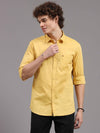 Men's Yellow Slim Fit Solid Full Sleeves Casual Shirts