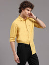 Men's Yellow Slim Fit Solid Full Sleeves Casual Shirts