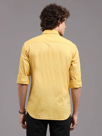 Men's Yellow Slim Fit Solid Full Sleeves Casual Shirts