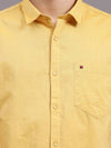 Men's Yellow Slim Fit Solid Full Sleeves Casual Shirts